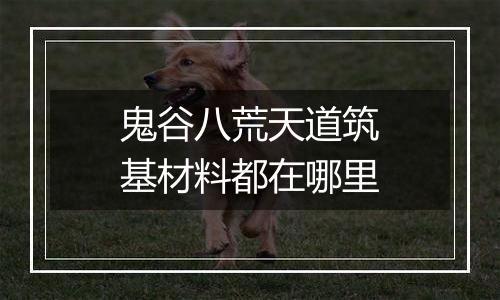 鬼谷八荒天道筑基材料都在哪里