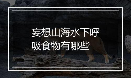 妄想山海水下呼吸食物有哪些