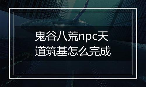 鬼谷八荒npc天道筑基怎么完成