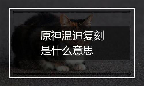 原神温迪复刻是什么意思