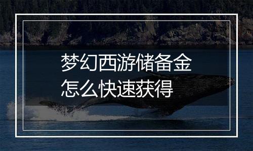 梦幻西游储备金怎么快速获得