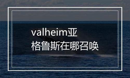 valheim亚格鲁斯在哪召唤