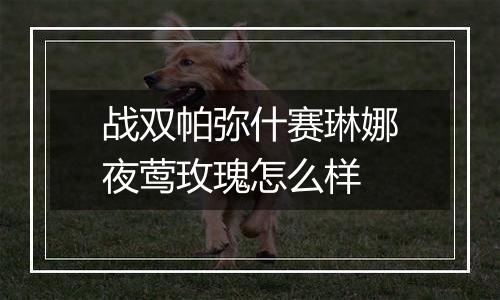 战双帕弥什赛琳娜夜莺玫瑰怎么样