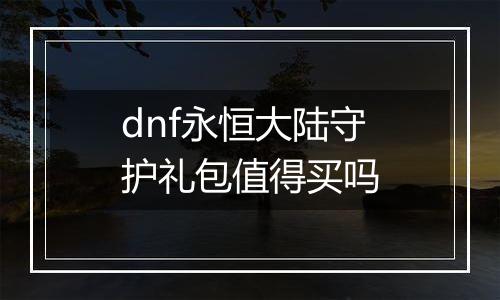 dnf永恒大陆守护礼包值得买吗