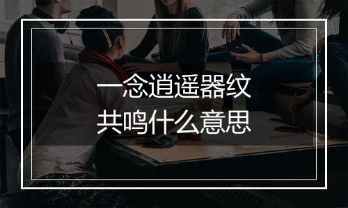 一念逍遥器纹共鸣什么意思