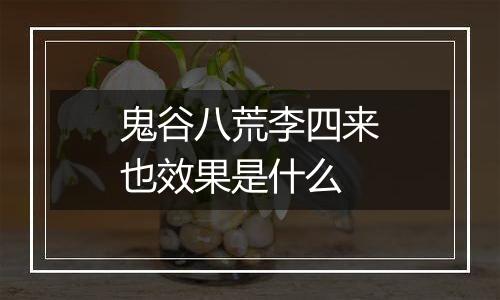 鬼谷八荒李四来也效果是什么