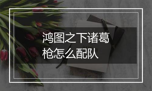 鸿图之下诸葛枪怎么配队