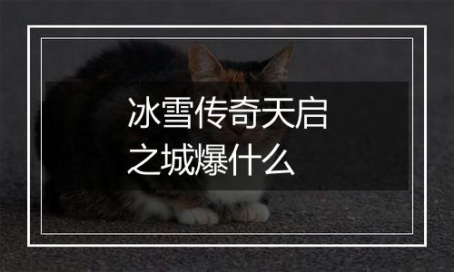 冰雪传奇天启之城爆什么