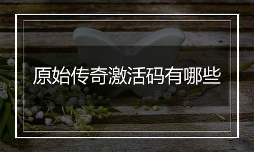 原始传奇激活码有哪些