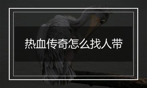 热血传奇怎么找人带