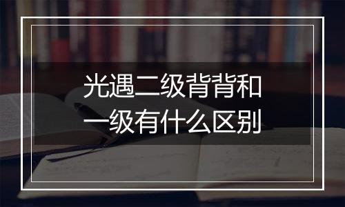 光遇二级背背和一级有什么区别