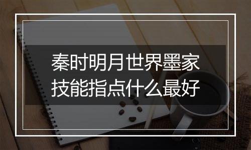 秦时明月世界墨家技能指点什么最好