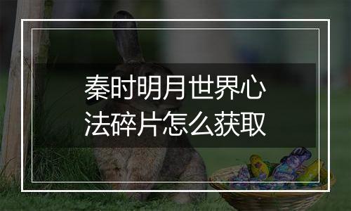 秦时明月世界心法碎片怎么获取