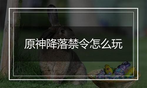 原神降落禁令怎么玩