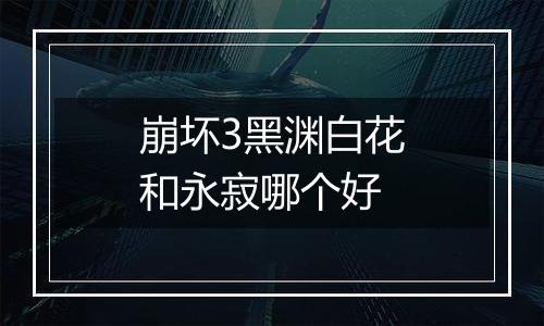崩坏3黑渊白花和永寂哪个好