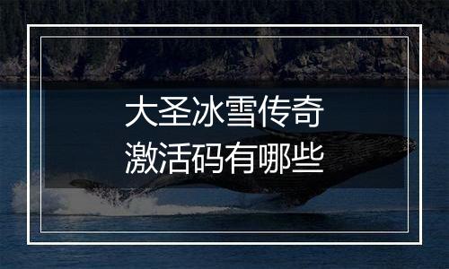 大圣冰雪传奇激活码有哪些