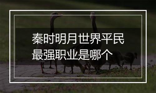 秦时明月世界平民最强职业是哪个