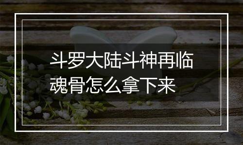斗罗大陆斗神再临魂骨怎么拿下来