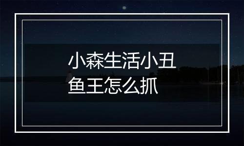 小森生活小丑鱼王怎么抓
