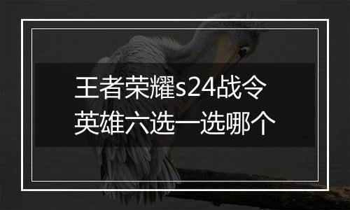 王者荣耀s24战令英雄六选一选哪个