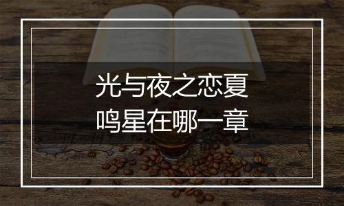 光与夜之恋夏鸣星在哪一章