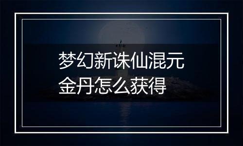 梦幻新诛仙混元金丹怎么获得
