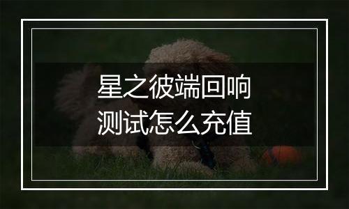星之彼端回响测试怎么充值