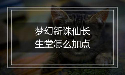 梦幻新诛仙长生堂怎么加点