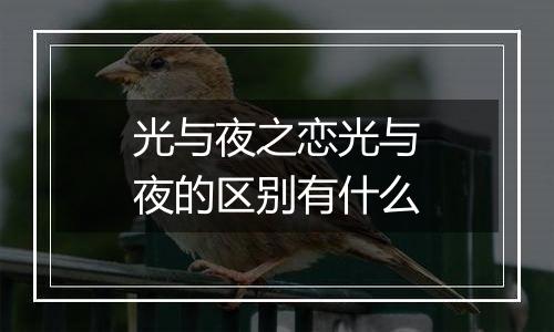 光与夜之恋光与夜的区别有什么