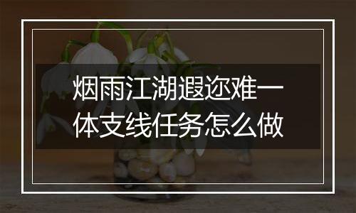 烟雨江湖遐迩难一体支线任务怎么做