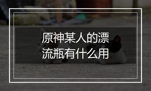 原神某人的漂流瓶有什么用