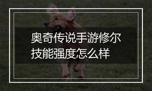 奥奇传说手游修尔技能强度怎么样