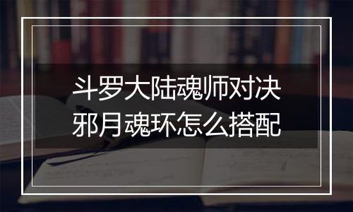 斗罗大陆魂师对决邪月魂环怎么搭配
