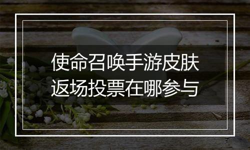 使命召唤手游皮肤返场投票在哪参与