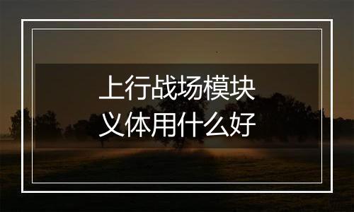 上行战场模块义体用什么好