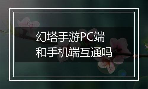 幻塔手游PC端和手机端互通吗