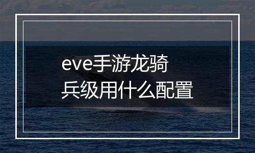 eve手游龙骑兵级用什么配置
