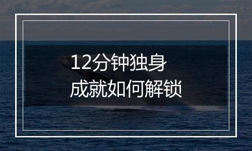 12分钟独身成就如何解锁