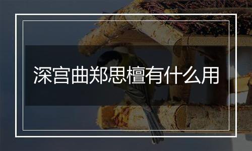 深宫曲郑思檀有什么用