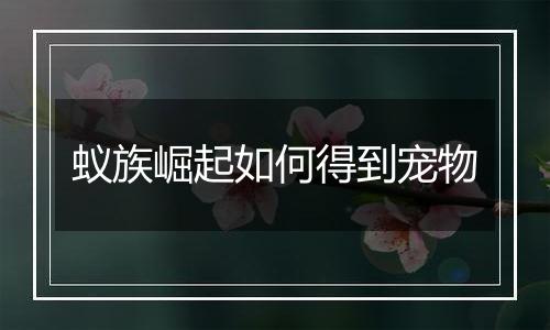 蚁族崛起如何得到宠物