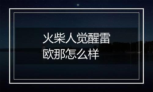 火柴人觉醒雷欧那怎么样