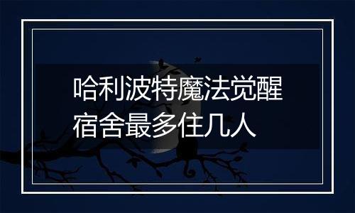 哈利波特魔法觉醒宿舍最多住几人