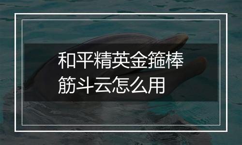和平精英金箍棒筋斗云怎么用