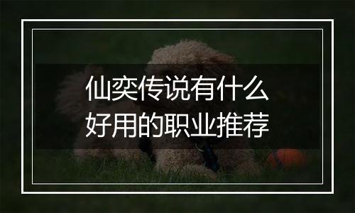 仙奕传说有什么好用的职业推荐