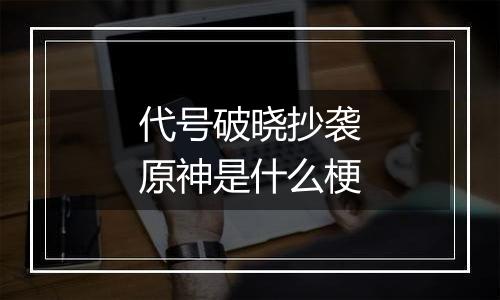 代号破晓抄袭原神是什么梗