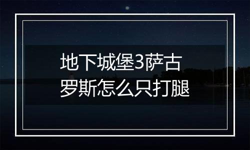 地下城堡3萨古罗斯怎么只打腿