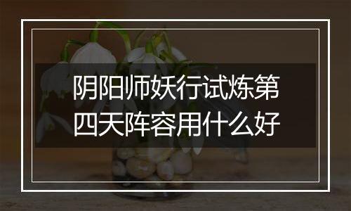 阴阳师妖行试炼第四天阵容用什么好