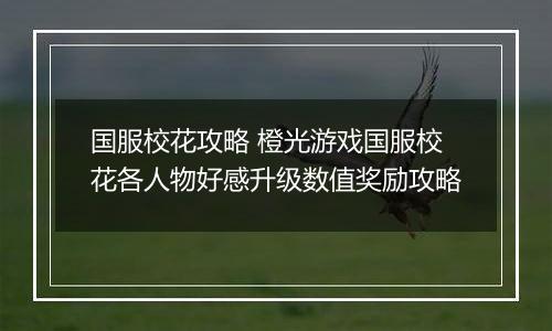 国服校花攻略 橙光游戏国服校花各人物好感升级数值奖励攻略