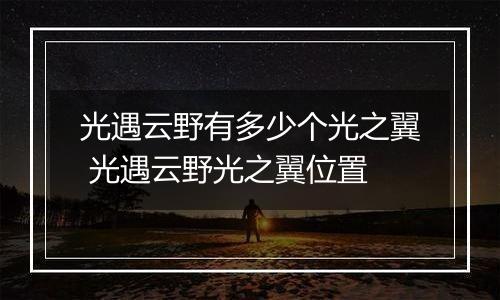 光遇云野有多少个光之翼 光遇云野光之翼位置