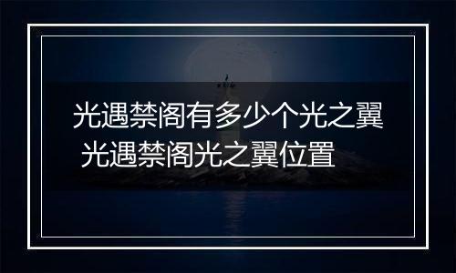 光遇禁阁有多少个光之翼 光遇禁阁光之翼位置